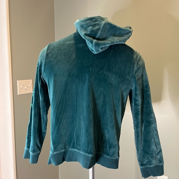 Womans Medium Velvet Zip Up Hoodie Y2K - Picture 7 of 9